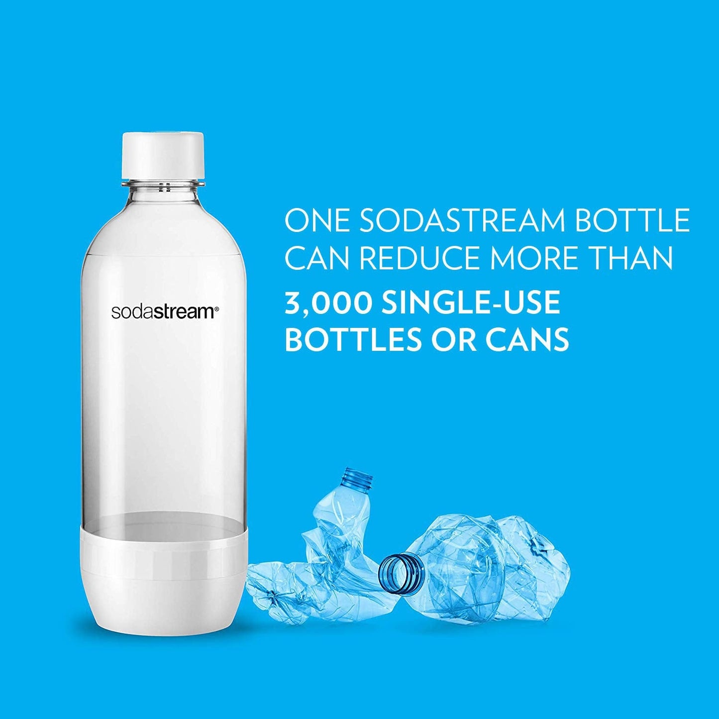 SodaStream 2 x 1 Litre White Carbonated Bottle