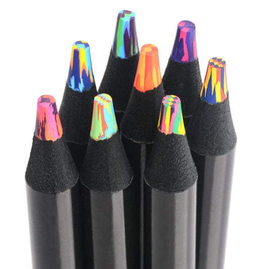 nsxsu 8 Pieces Rainbow Pencils, Jumbo Coloured Pencils for Adults and Kids, Multicoloured Pencils for Art Drawing, Colouring, Sketching, Pre-sharpened