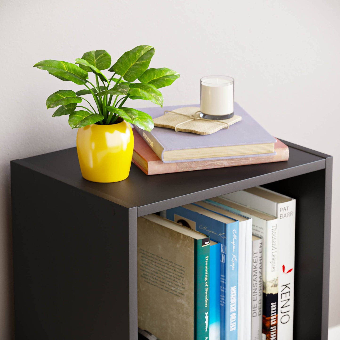 Vida Designs Oxford 2 Tier Cube Bookcase, Black Wooden Shelving Display Storage Unit Office Living Room Furniture