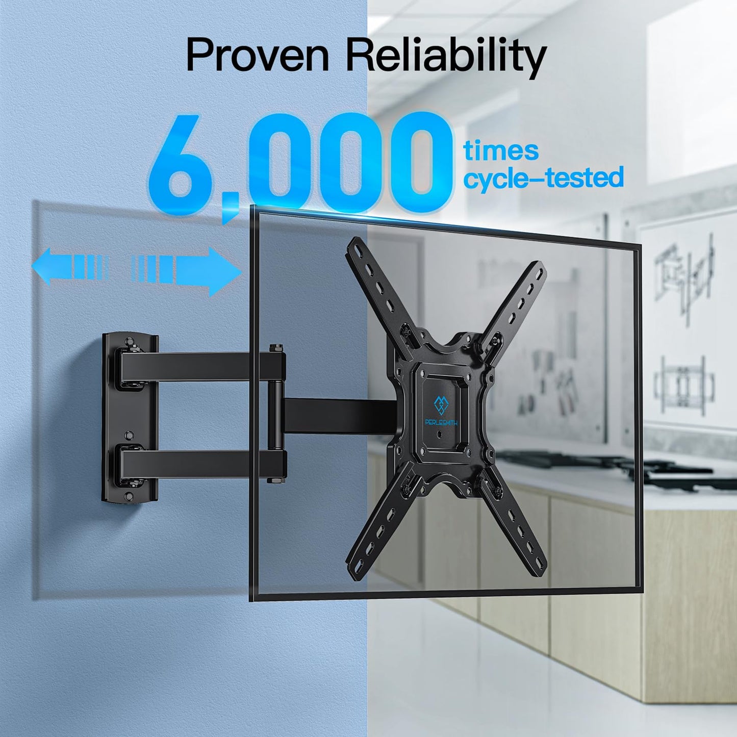 PERLESMITH TV Wall Mount, Swivels Tilts Extends Heavy Duty TV Wall Bracket for 26-60 inch Plasma & Curved TV up to 35kg Max VESA 400x400mm