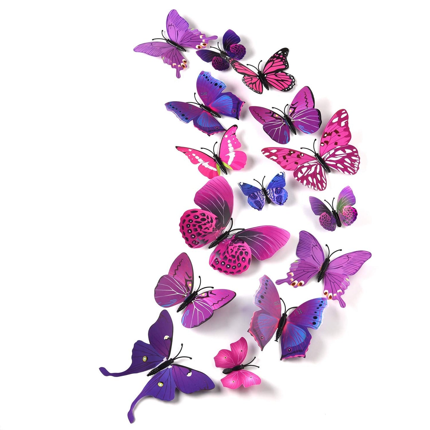 TUPARKA 36 Pieces 3D Butterfly Wall Stickers Wall Butterflies Girls Bedroom Accessories Multi-Color Optional (Purple) Purple