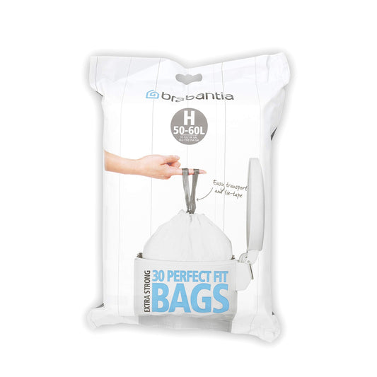 Brabantia PerfectFit Bin Liners, Size H, 50-60 L - 30 Bags Size H (50-60 Litre)