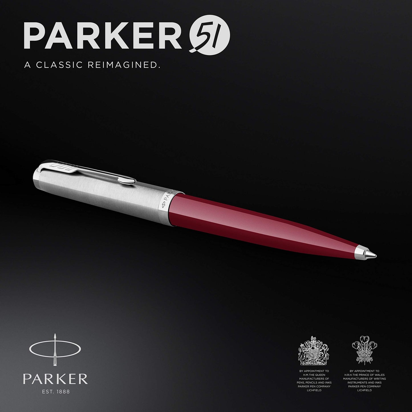 Parker 51 Ballpoint Pen | Burgundy Barrel with Chrome Trim | Medium Point with Black Ink Refill | Gift Box Parker 51