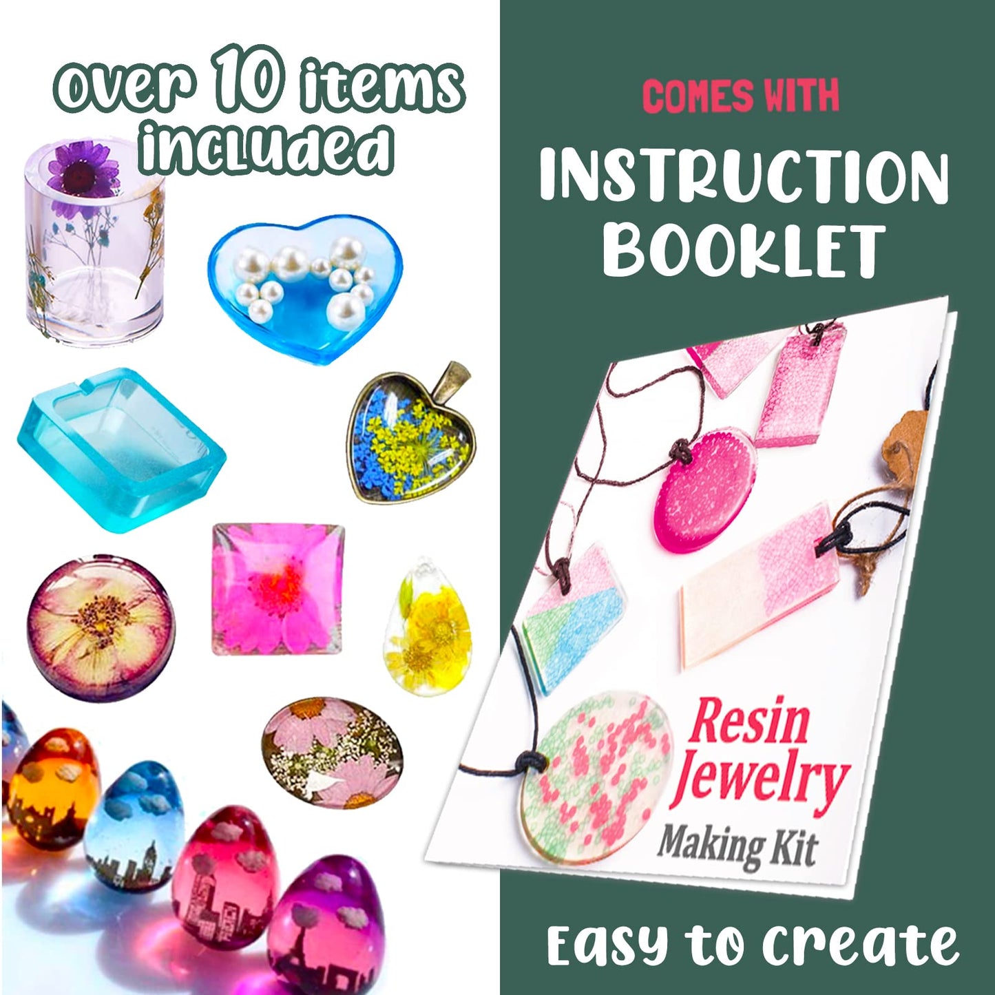 Goody King Resin Jewelry Making Kit for Beginners with Molds and Resin Making Supplies - Silicone Casting Tools Set and Clear Epoxy Resin Kits for DIY Craft Easter Gifts for Kids & Adults Standard