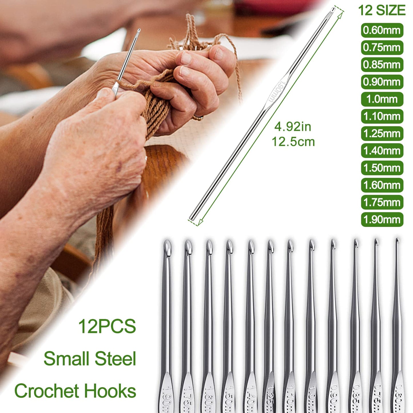 Coopay Crochet Starter Kit for Beginners Adults, Includes Ergonomic Metal Crochet Hooks 0.6mm to 6mm, Accessories and Cactus Case, Knitting Set with Wool and Needles Multicolor