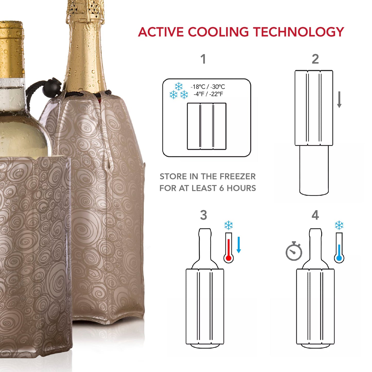 Vacu Vin Rapid Ice Wine and Champagne Cooler Set - Platinum Single