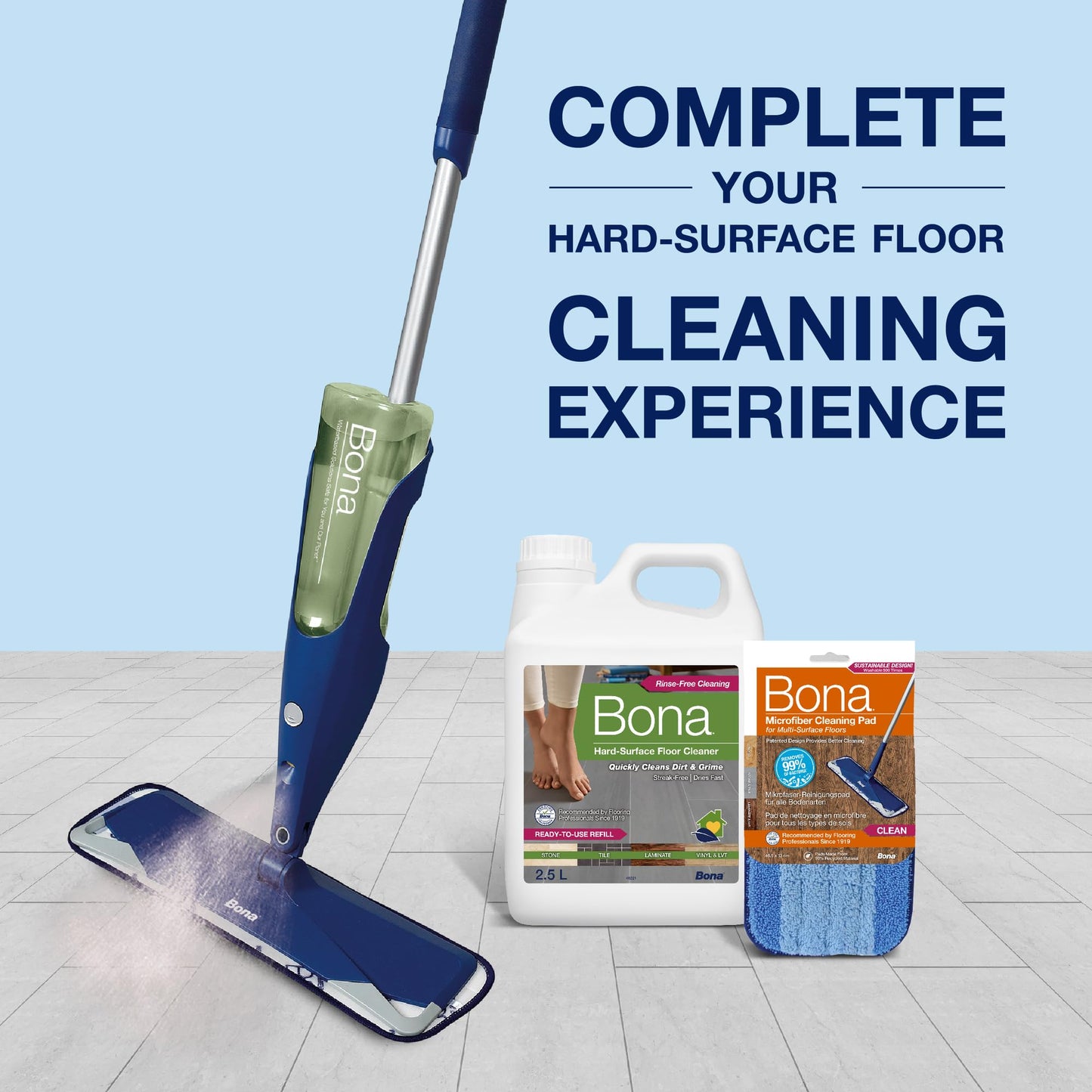 Bona Floor Cleaner Liquid for Hard-Surfaces, Robot Liquid, Suitability: LVT & Laminate Floor Cleaner, Tile Cleaner, Stone Floor Cleaner, 4 Litre Floor Cleaning Liquid Refill Bottle