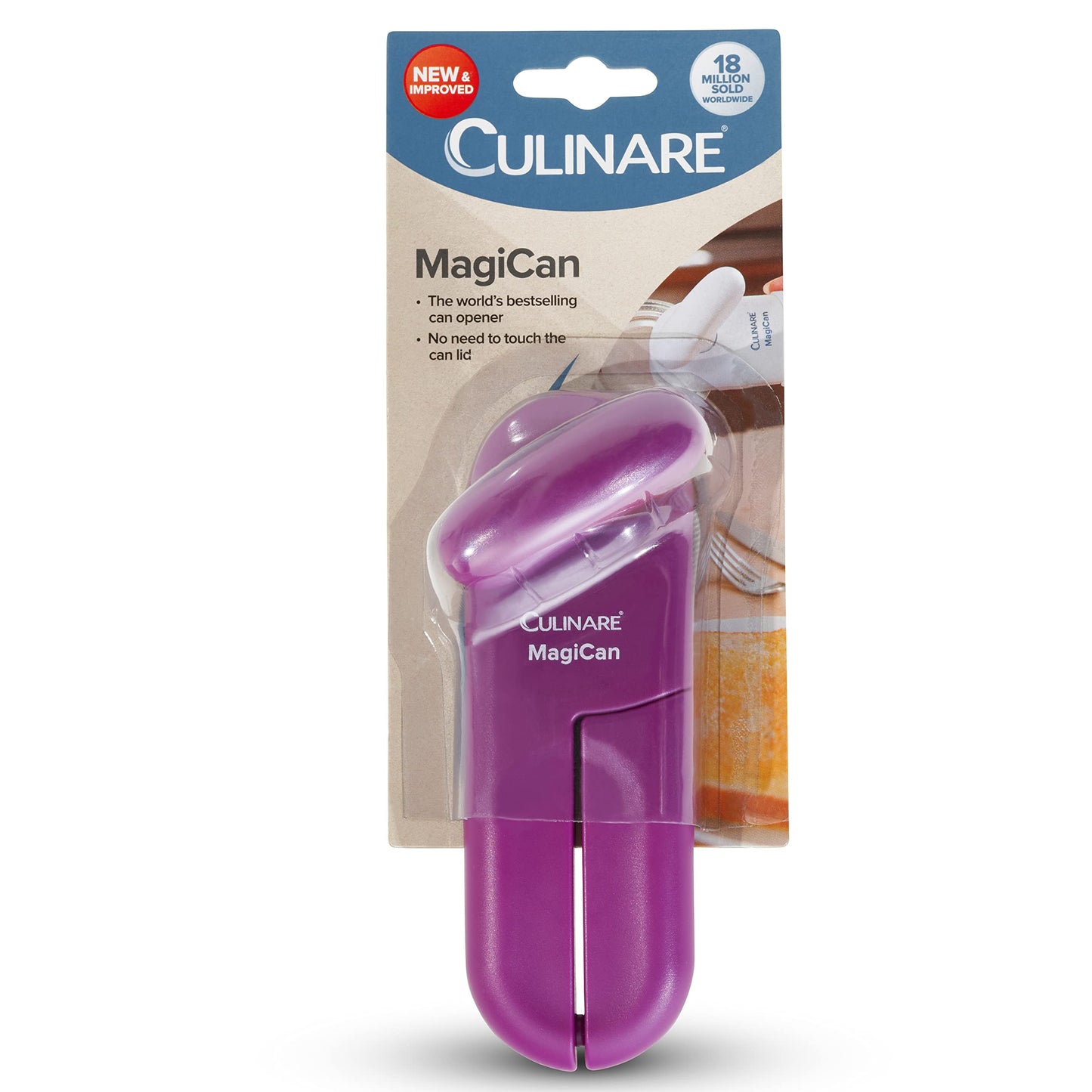 Culinare C10026 MagiCan Tin Opener, Purple, Plastic/Stainless Steel, Manual Can Opener, Comfortable Handle for Safety and Ease, Amazon Exclusive Colour Variant