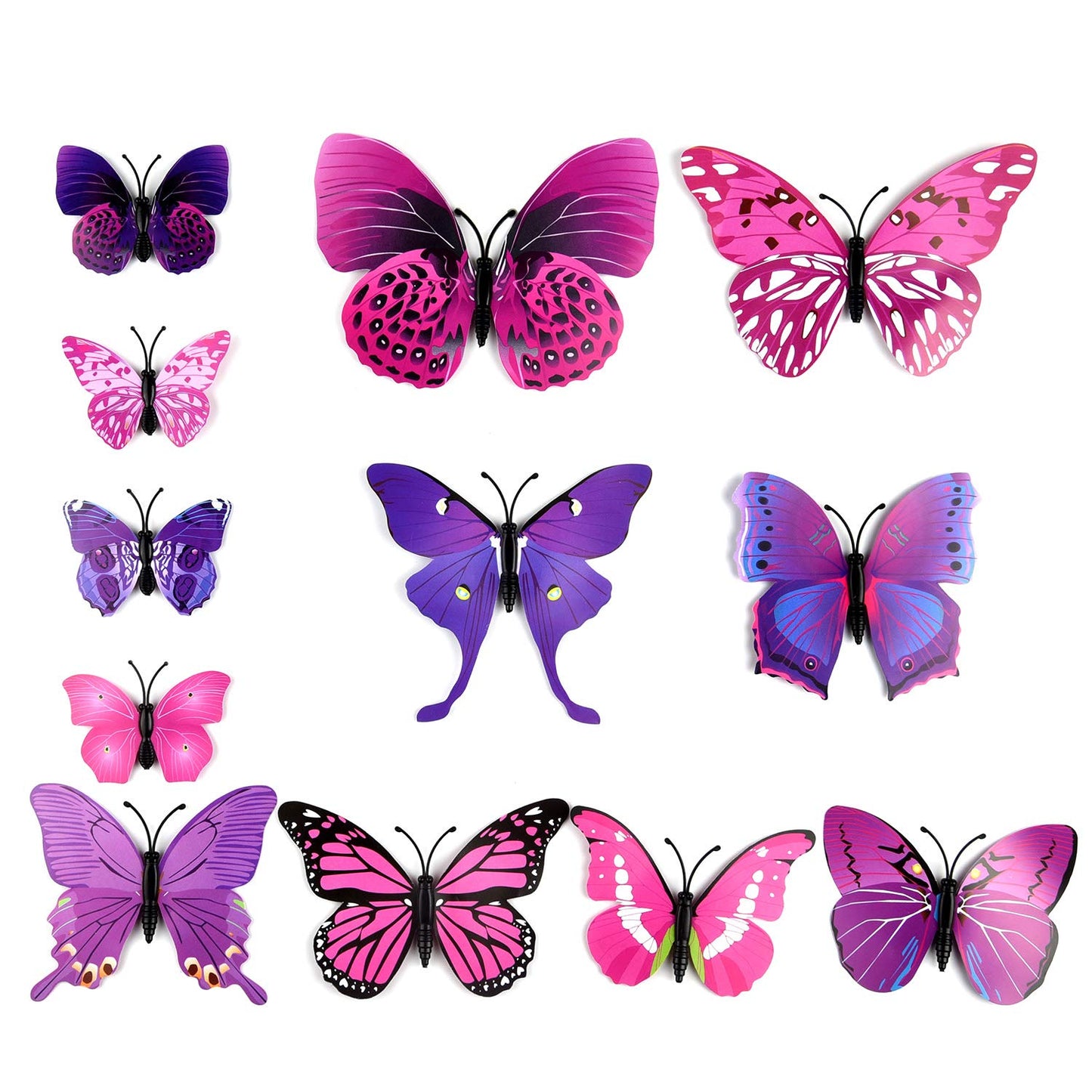 TUPARKA 36 Pieces 3D Butterfly Wall Stickers Wall Butterflies Girls Bedroom Accessories Multi-Color Optional (Purple) Purple