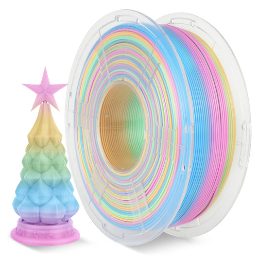 SUNLU PLA Rainbow Filament, Multicolor 3D Printer Filament, Color Change Each 8 Meters, Suitable for Christmas Decoration, 1kg 330 Meters 3D Printing Filaments, PLA Rainbow(Yellow-Green-Blue-Pink) PLA Rainbow 04-Yellow-Green-Blue-Pink