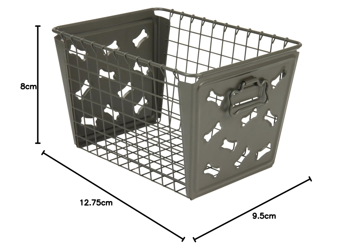 Spectrum Diversified Steel Bin Bone Design, Pet Accessory Rust-Resistant Finish, Dog Toy Organization & Storage, Industrial Gray, M Bones Basket