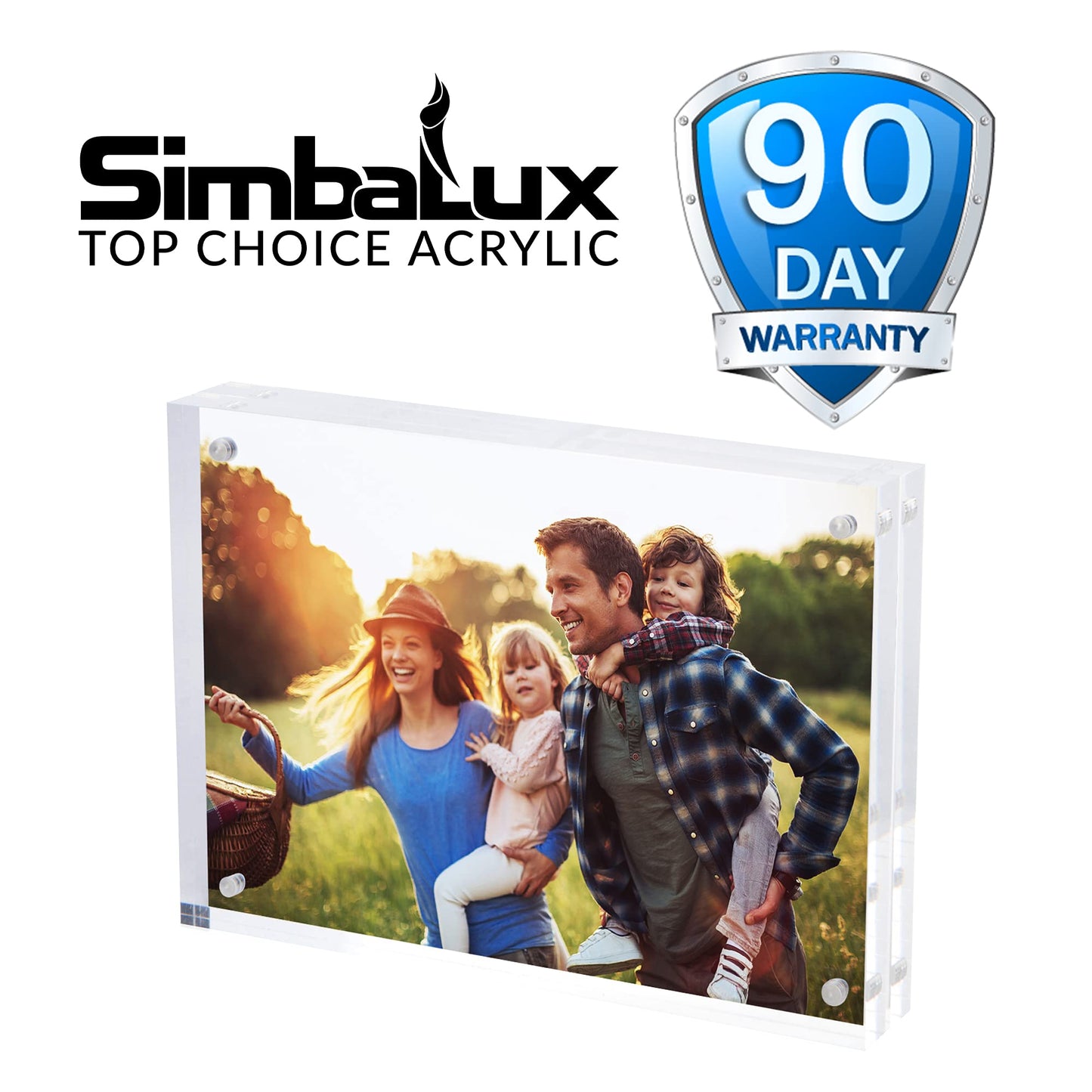 SimbaLux Magnetic Acrylic Picture Photo Frame 5x7 inches (3 Pack), Clear Glass Like, Double Sided Frameless Desktop Floating Display, Free Standing, Easy to Change 5" x 7" 3-Pack