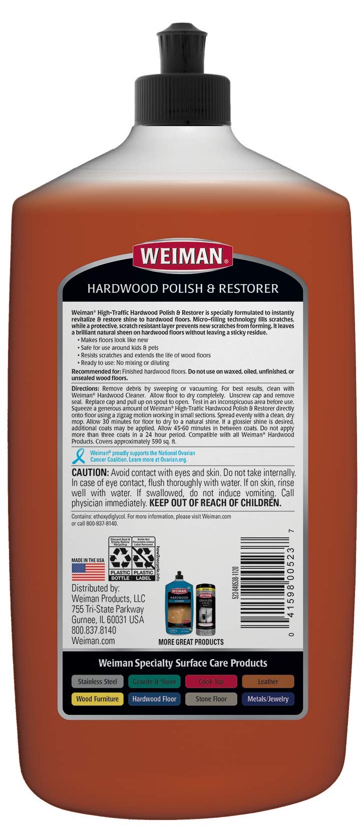 Weiman Wood Floor Polish and Restorer 32 Ounce (2 Pack) - High-Traffic Hardwood Floor, Natural Shine, Removes Scratches, Leaves Protective Layer - Packaging May Vary 946.35 ml (Pack of 2)