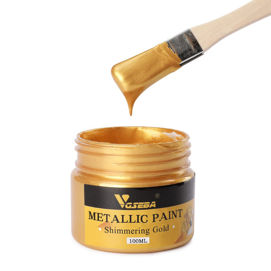 VGSEBA Metallic Acrylic Paint, Gold Leaf Paint, 100ml Acrylic Craft Paint for Arts, Wood, Stone, Glass