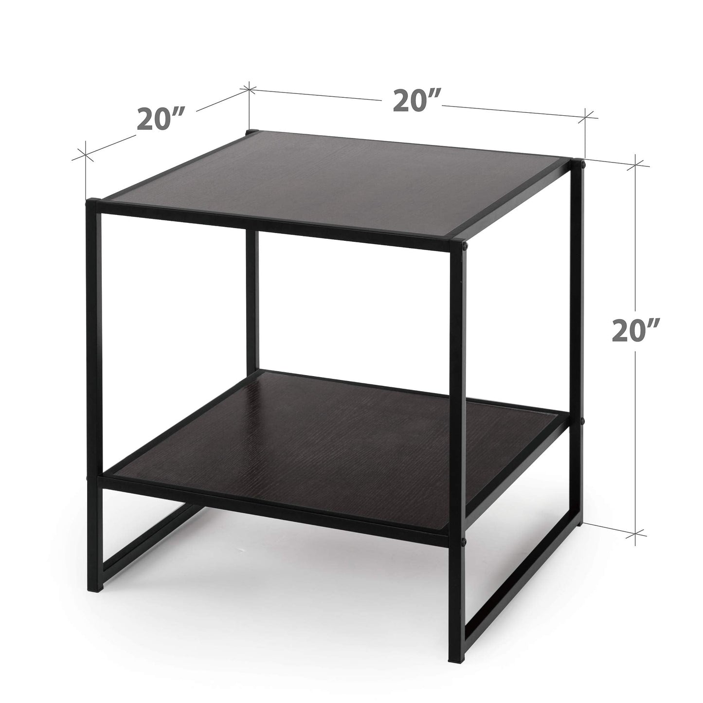 Zinus Dane Side table 51x51x51 cm - Rich black wood grain Side table - Black