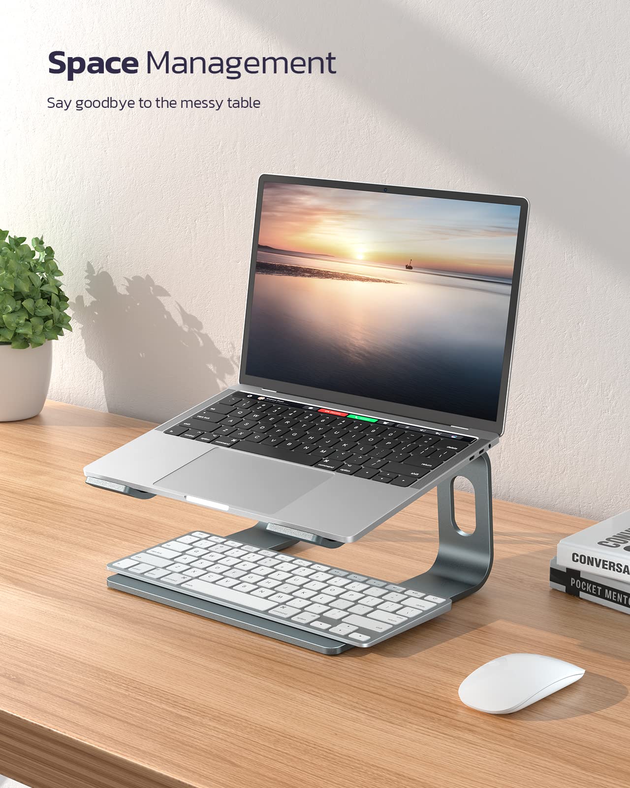 NULAXY Laptop Stand for Desk, Detachable Aluminum Laptop Riser for Desk, Ergonomic Laptop Holder Computer Stand Compatible with MacBook Air Pro, Dell XPS, HP, Lenovo More 10-16” Laptops (Grey) A-Grey