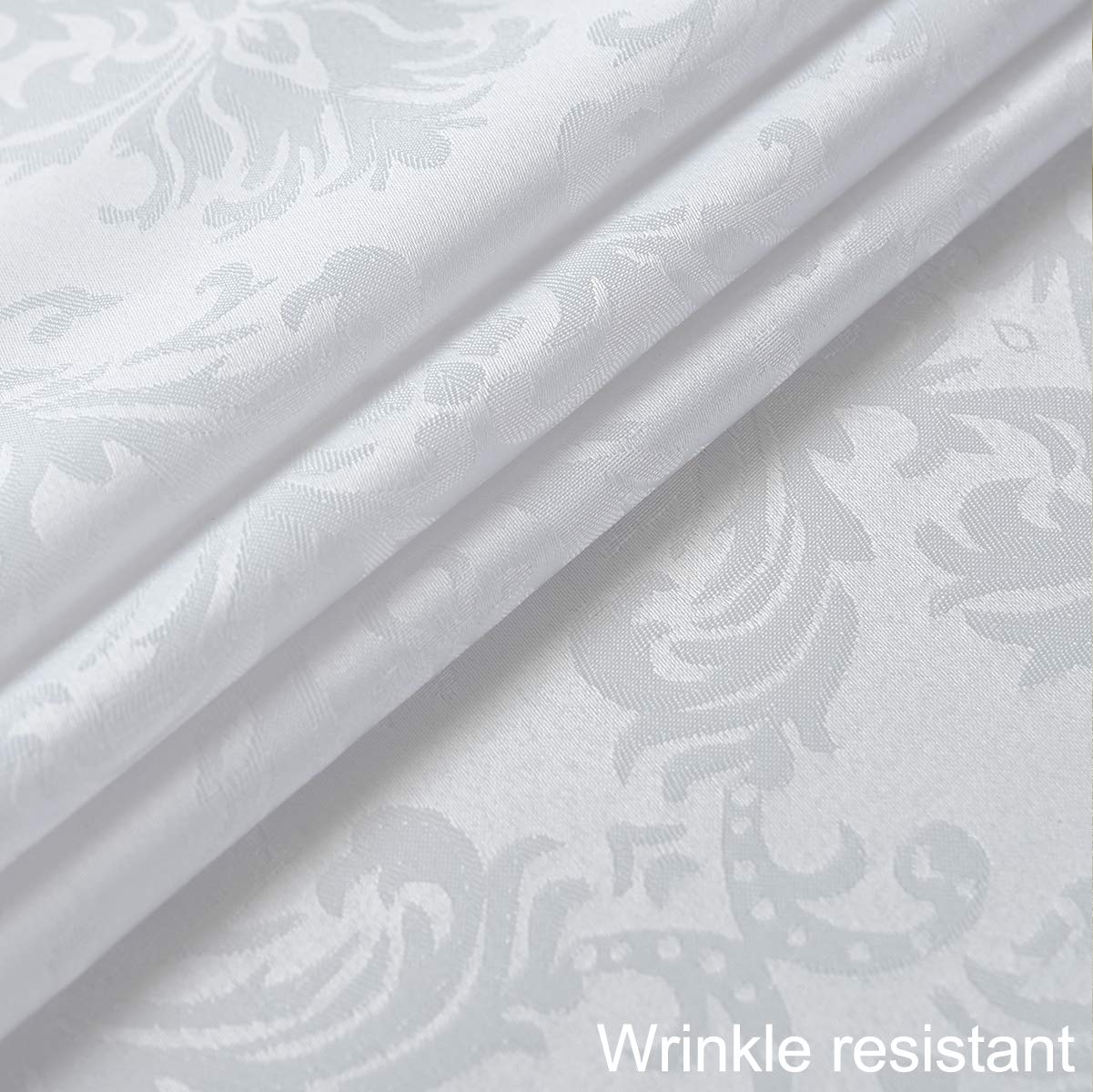 Rectangle Tablecloth -152 x 305CM White Damask Table Cloth Jacquard Design Spill Proof Wrinkle Resistant Waterproof Soft Polyester Oblong Table Cover for Kitchen Parties Tabletop White Damask Design Rectangle/Oblong,150x 305cm(10-12 Seats)