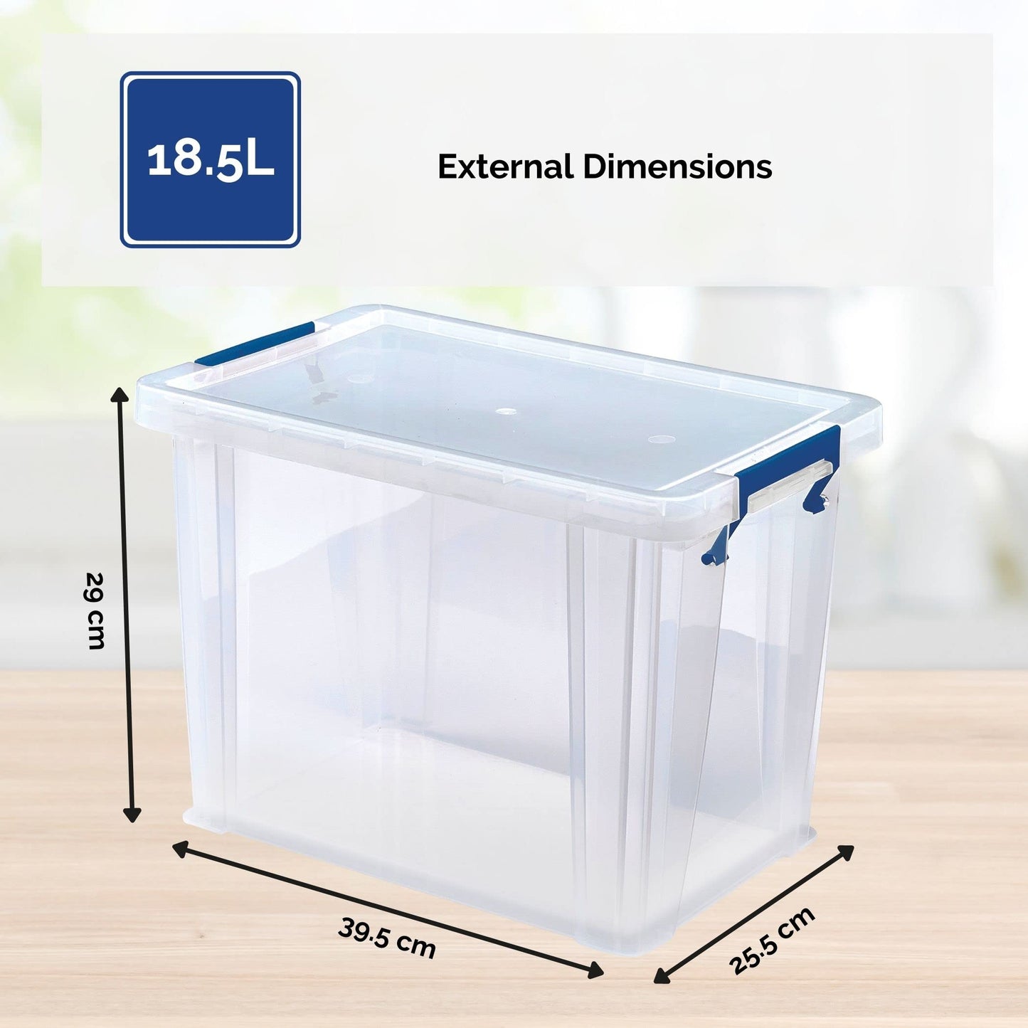 Bankers Box 18.5L Plastic Storage Box with Lids, ProStore Super Strong Stackable Plastic Storage Boxes (28 x 32 x 20 cm), Clear 18.5 Litre