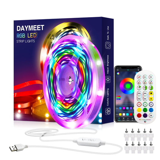 Daymeet LED Strip Lights, Chasing Effect 10M RGB Dream Color USB Led Strip Lights Color Changing Lights Bluetooth Music Sync with Remote App Control Non-Waterproof Rainbow Led Light Strip for Bedroom