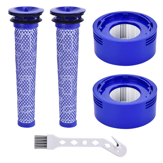 Filter Replacement for Dyson V7 V8 SV10 Animal Absolute Motorhead Cordless Vacuum Cleaner, 2 Post Motor Filters & 2 Pre HEPA Filter Replacements, Compare to Part # DY-96566101 & DY-96747801… V8-2PC