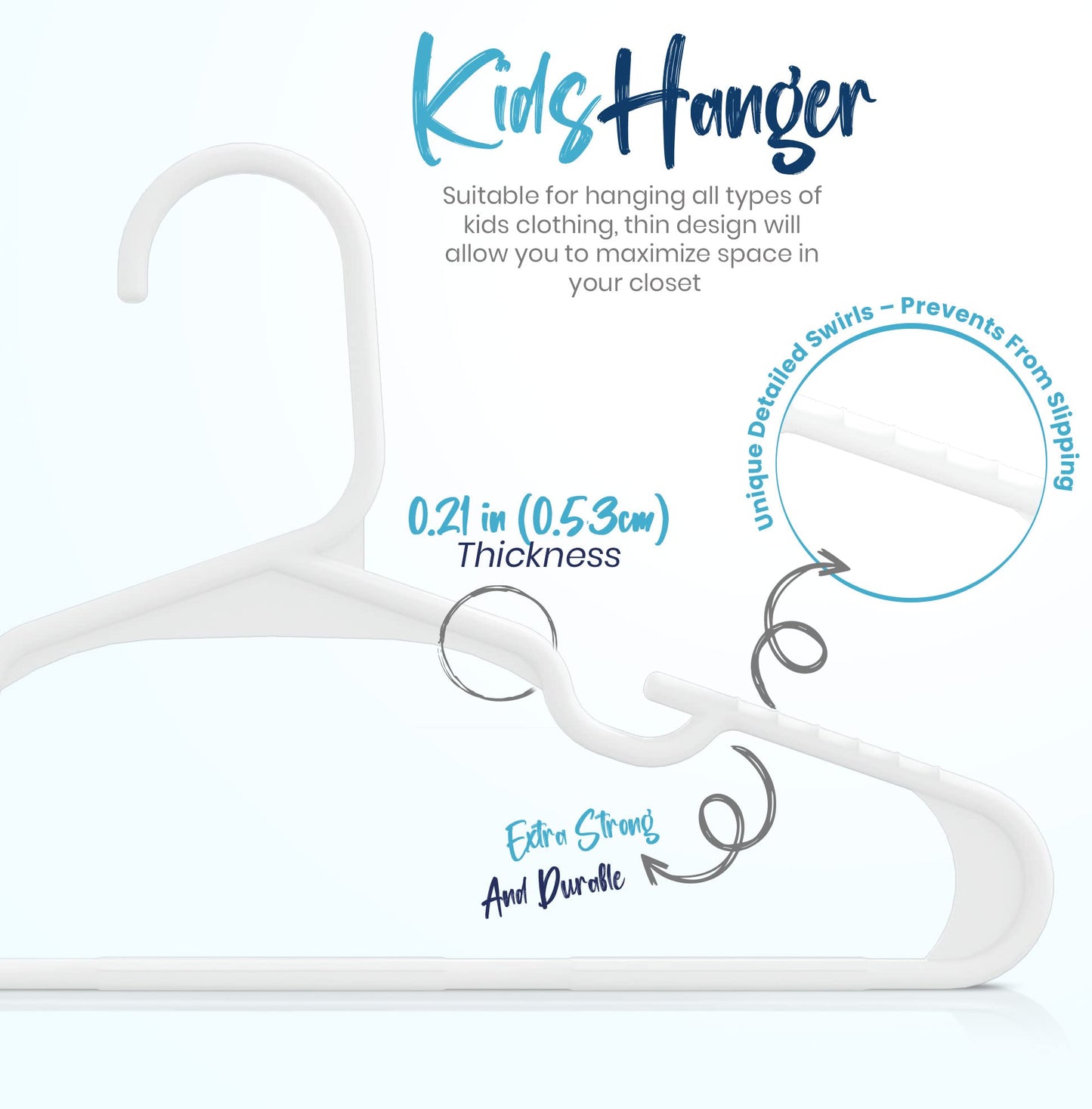 Utopia Home 40 Plastic Kids Hangers for Clothes - Durable and Slim Baby Hangers - Space Saving Children's Hangers for Clothes - All Purpose Garment Trouser Skirt Bar Toddler Hangers (White) Pack of 40 White