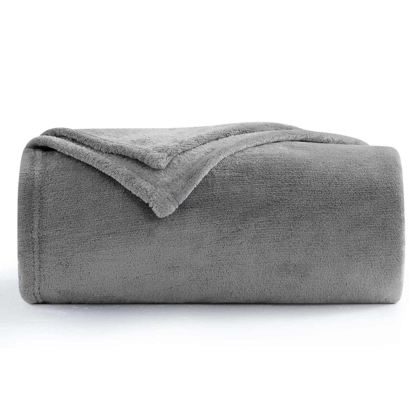 Aisbo Fleece Blanket Grey Throw - Versatile Soft Warm Blanket Fluffy Throws for Bed Double Size, Cozy Solid Flannel Twin Blanket for Sofa Couch, 150x200cm Gray Twin/Double