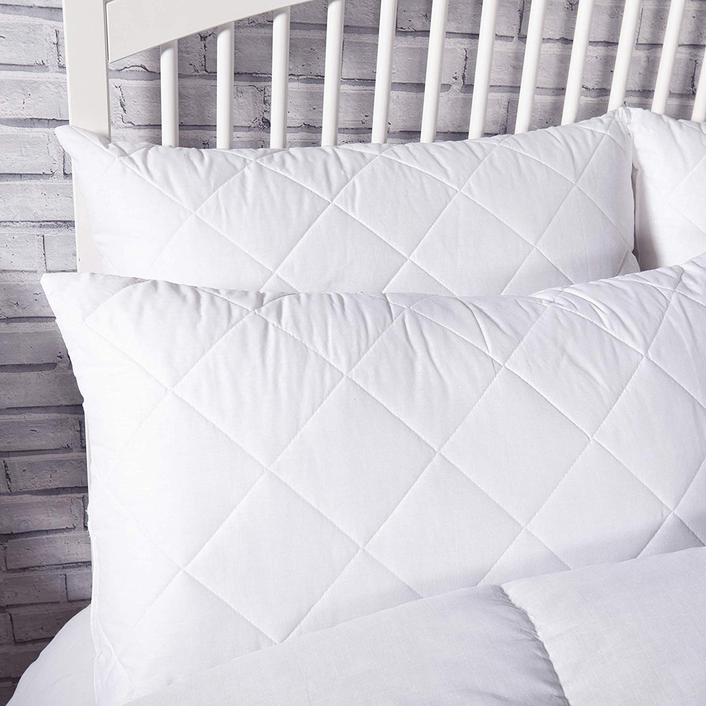 Adam Home Pillows 2 Pack Hotel Quality with Quilted Cover (2 Pillows) Filled Pillows for Stomach, Back and Side Sleeper, Down Alternative Bed Pillow-Soft Hollow-Fiber Hotel Pillows 2 Count (Pack of 1) White