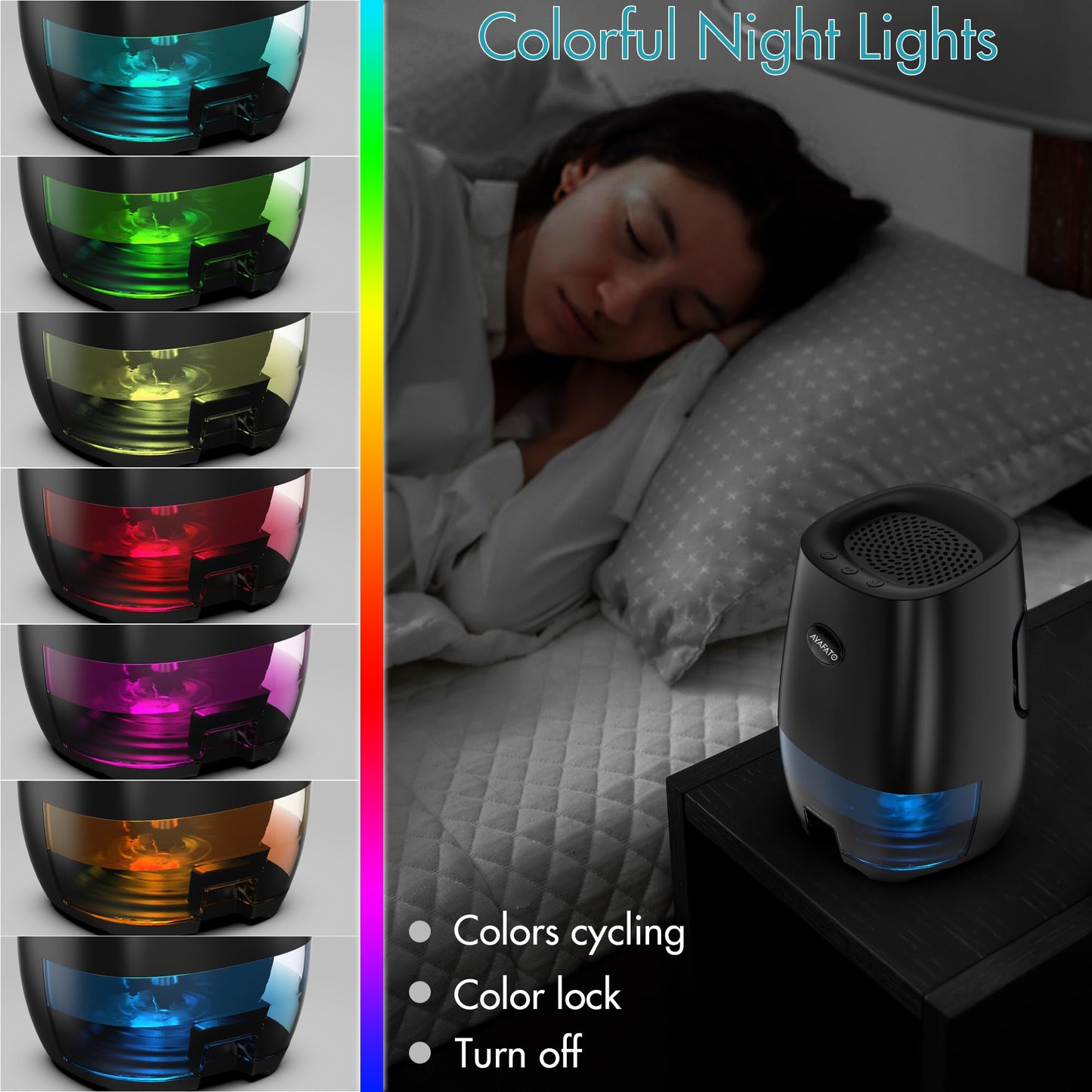 Dehumidifiers, 35oz Dehumidifier, Small Dehumidifiers for Home, Bedroom, Bathroom, Mini Portable dehumidifier with Auto Shut-off, 7 Colors Night Lights, Ultra Quiet for Closet, RV Car