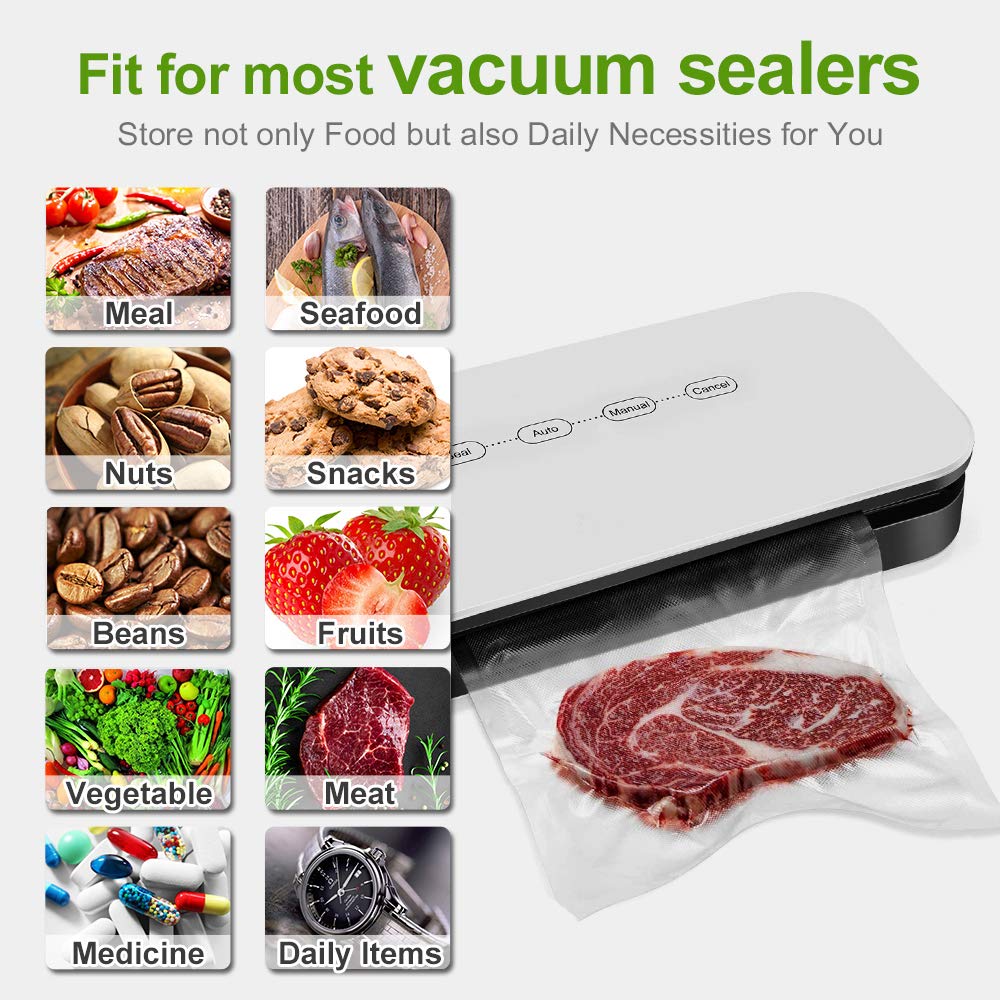 Vacuum Food Sealer Bags 23x33cm 50 Bags Commercial Grade Textured Food Vacuum Sealer Bag Thick Embossed Bags Upgrade Design Pre-Cut Bag BPA Free for Food Storage Sous Vide Cooking 23x33cm (50 Bags)