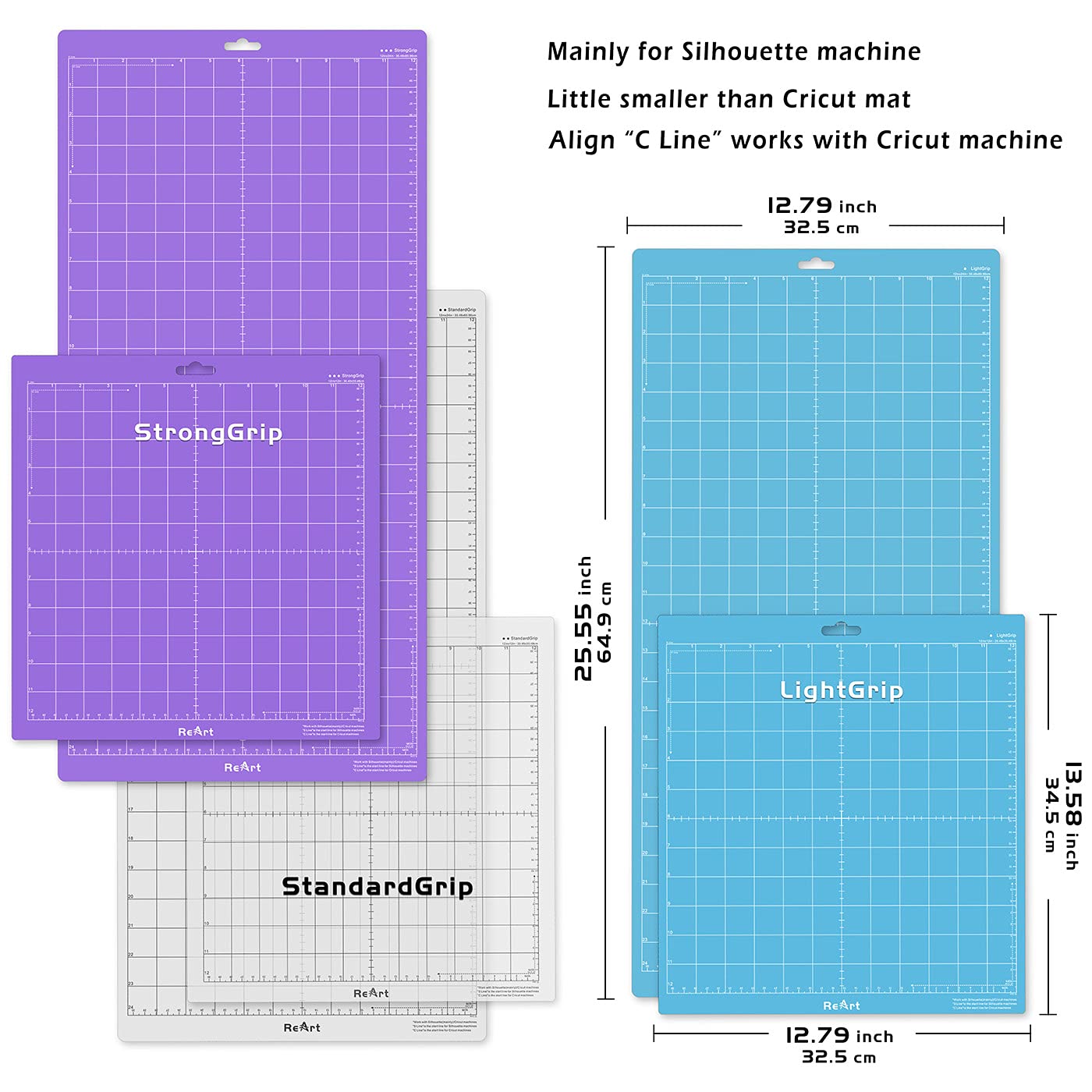 Tsuning Cutting Mat Variety 6 Packs Adhesive Replacement - Strong, Standard, Light Grip Suit For Cricut, Silhouette, 12In X 12In X 3 Packs, 12In X 24In X 3 Packs.