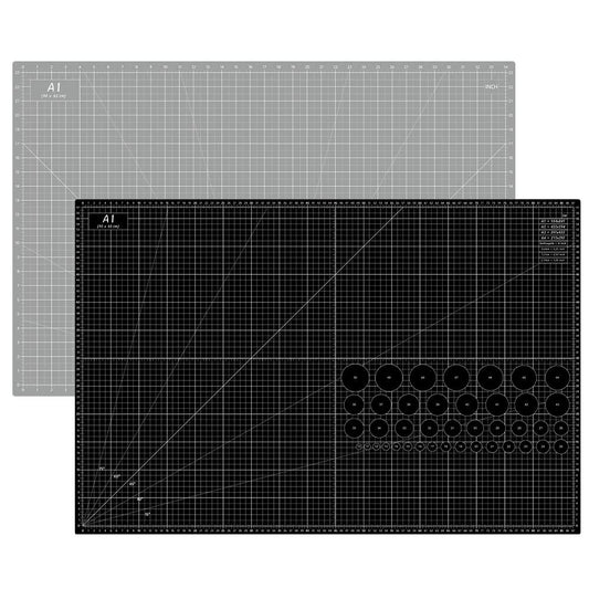 Headley Tools 24 x 36 Inch Thickened Self Healing Sewing Cutting Mat, A1 Rotary Cutting Sewing Mat for Crafts, Double Sided 5-Ply Table Cutting Board for Fabric Quilting Leather Arts Hobby, Grey/Black Black/Grey A1: 60×90 cm