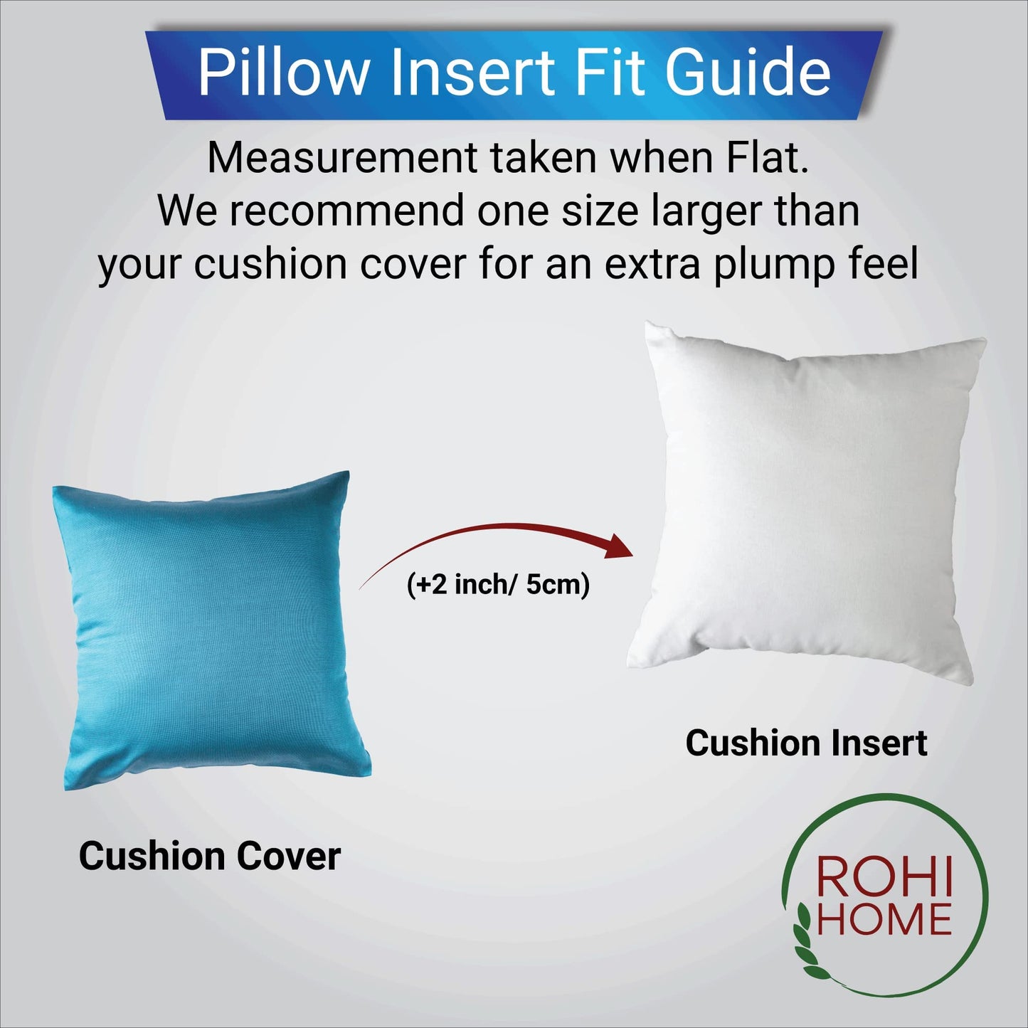 Rohi Set of 2 Hypoallergic Cushion Inner Pads (Pack of 2) 18" x 18" (45cm x 45cm) Cushion Insert Decorative Square Pillow Stuffer for Sofa Couch Cushions 2 Count (Pack of 1) 45.0 Centimetres