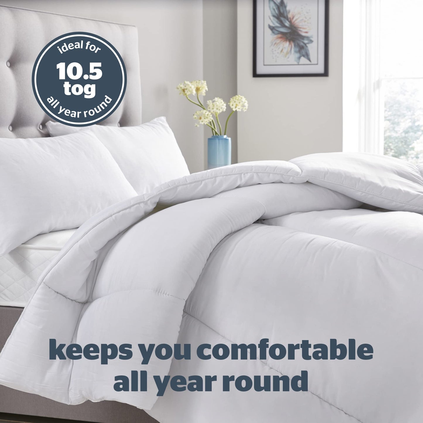 Silentnight Bounceback Duvet 10.5 Tog - All Season Winter Quilt Machine Washable and Hypoallergenic - White, Single