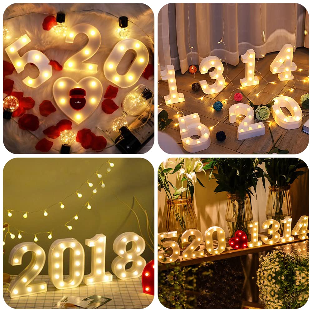 Guijiyi Number Light Sign Marquee Number Light Up Marquee 0-9 Digits Lights Sign for Night Light Standing for Home Party Bar Wedding Festival Birthday Decorations Xmas Gifts Decoration (1) 1