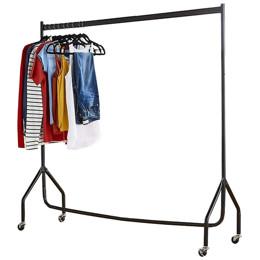 House of Home Extra Heavy Duty 4FT Long x 5FT Clothes Rail In Black - Clothes Rack For Bedroom, Small Clothes Rail, Quality Hanging Storage No Tools Required - Easy to Erect & Collapse 4ft Rail Wide