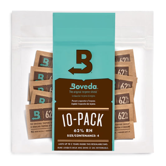 Boveda 62% Two-Way Humidity Control Packs For Storing ½ oz – Size 4 – 10 Pack – Moisture Absorbers for Small Storage Containers – Humidifier Packs – Hydration Packets in Resealable Bag 62% RH