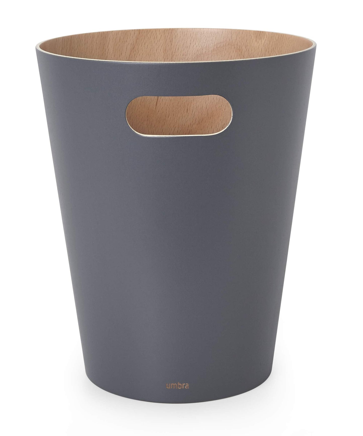 Umbra Woodrow 2 Gallon Modern Wooden Trash Can, Wastebasket, Garbage Can or Recycling Bin for Home or Office, Natural/Charcoal