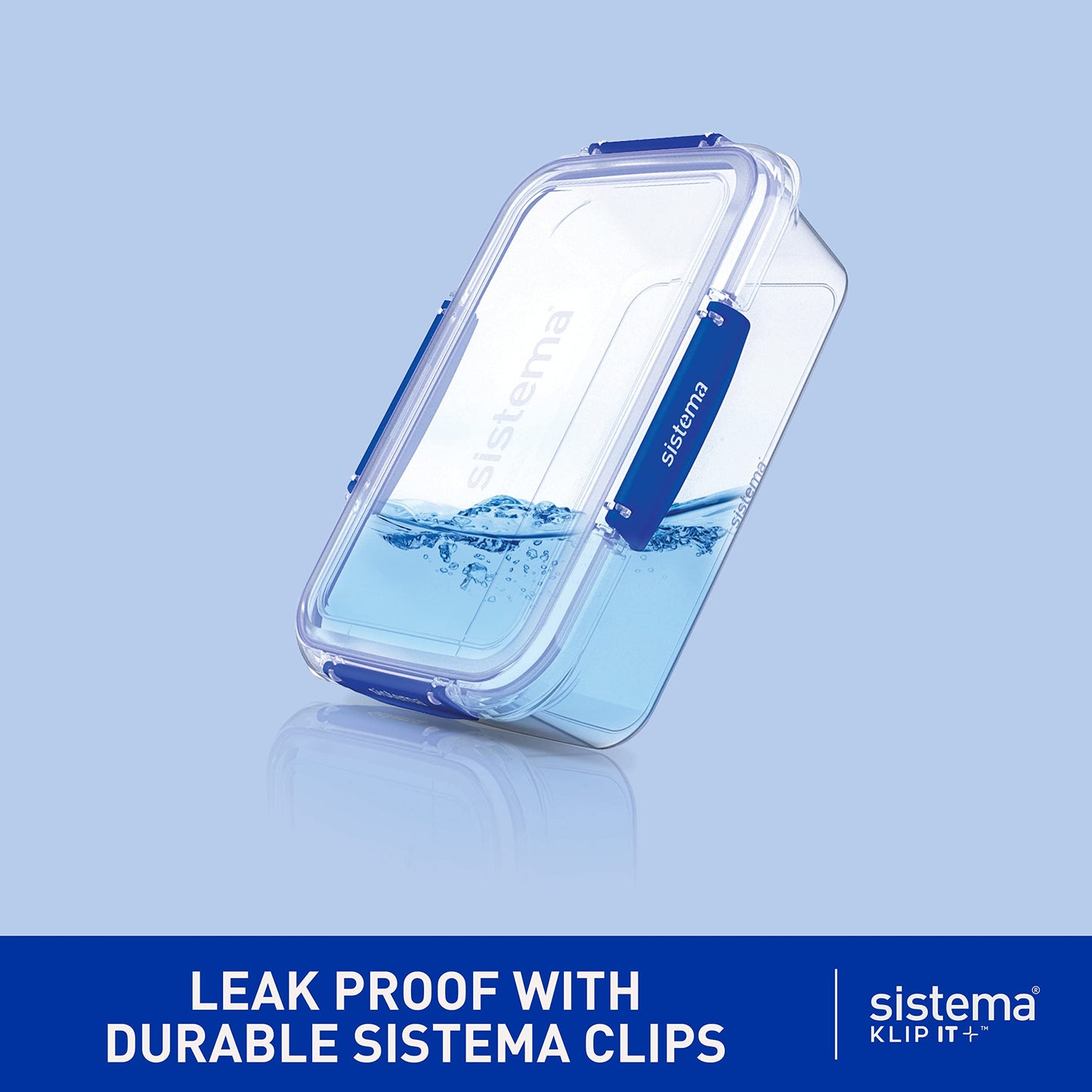 Sistema KLIP IT PLUS Food Storage Containers | 3.35 L | Leak-Proof, Stackable & Airtight Fridge/Freezer Containers with Lids | BPA-Free Plastic | Recyclable with TerraCycle® | Blue Clips | 3 Count 3.35L 3 Pack