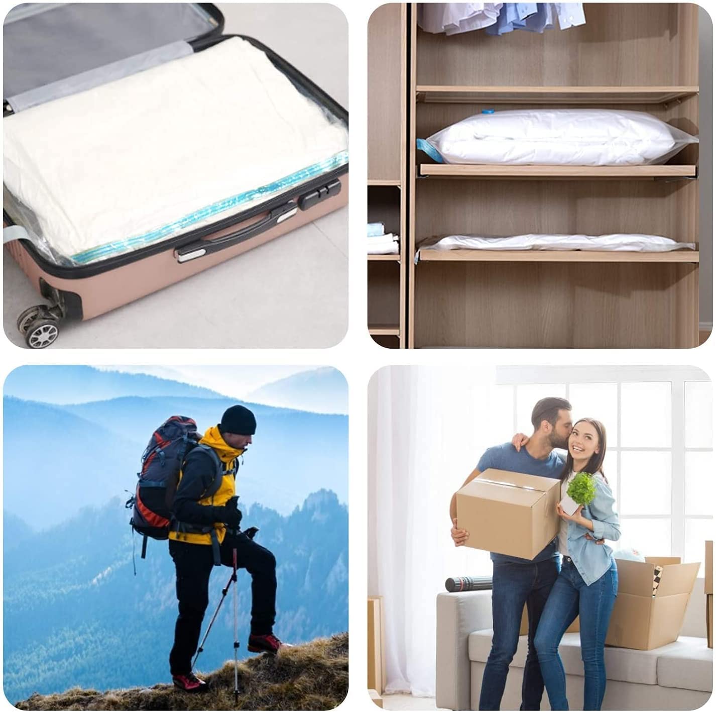 Vacuum Clothes Storage Bags with Zip and Pump, Large Storage Bags for Duvet, Pillows, Bedding, Quilts, Sweater, Suitcases (2Jumbo+2Large+2Medium+Hand Pump)