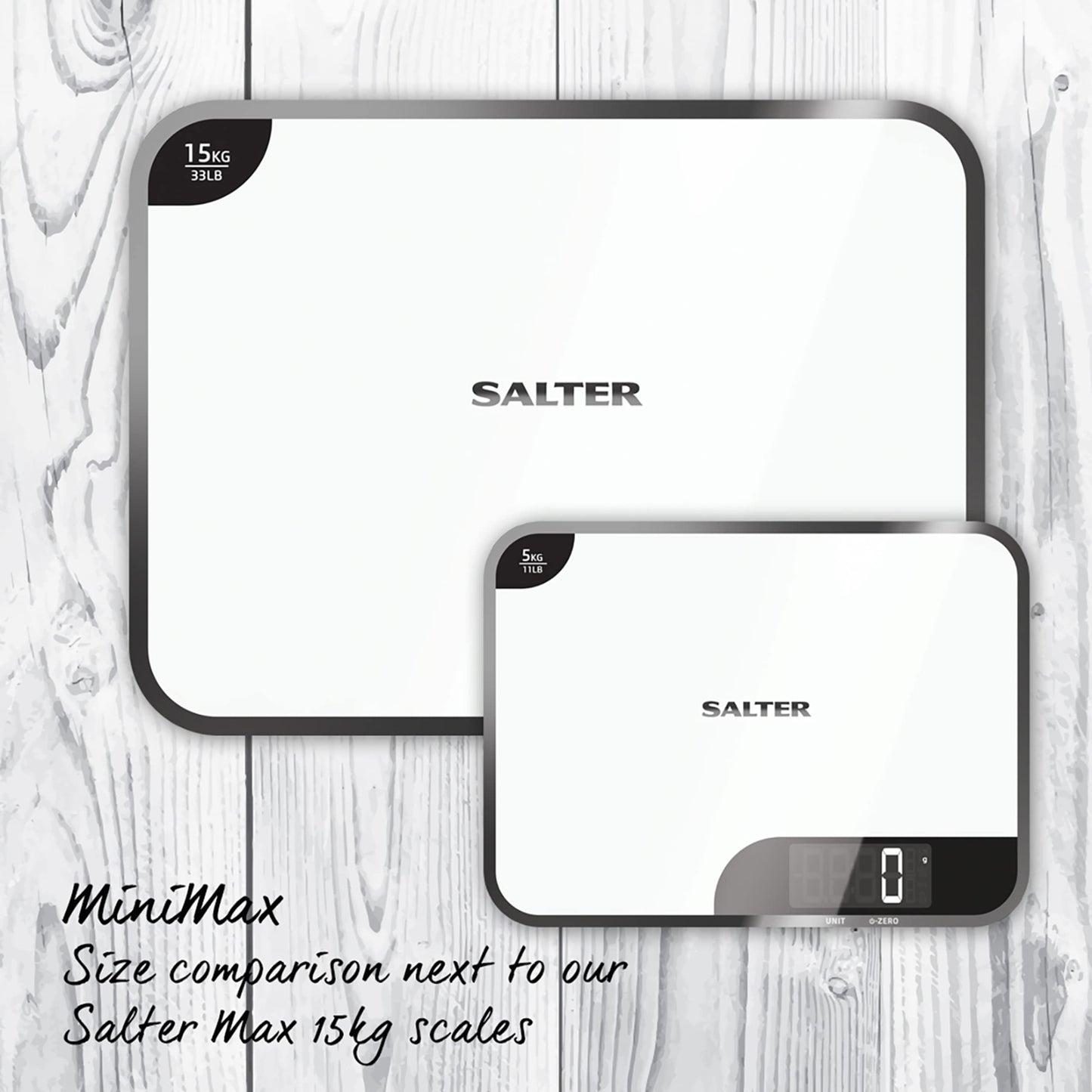 Salter 1064 WHDR Digital Kitchen Scale - 5kg Capacity, Easy Read Display, Add &Weigh/Tare Function, Measure Liquids in ml/fl.oz, Glass Platform For Baking & Cooking, Batteries Included, 17 x 23 x 1cm 5 KG Kitchen Scale and Chopping Board