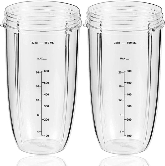 Replacement Parts 32oz Blender Cups (2 Packs) Replacement Blender Cups Compatible with NutriBullet 600w and 900w Blender 32 OZ