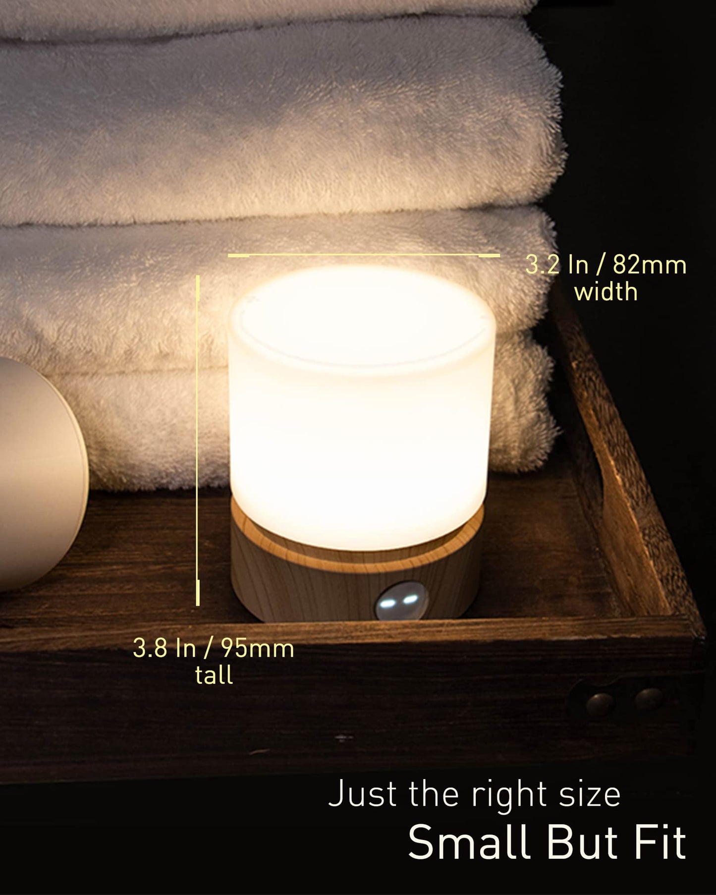 Smilodon Timer Night Light, Small LED Bedroom Lamp, Bedside Table Lamp, Night Light Kids, Baby Breastfeeding, Woodgrain, Dimmable, Battery Operated, Warm Mood Light Color Wood Grain Regular