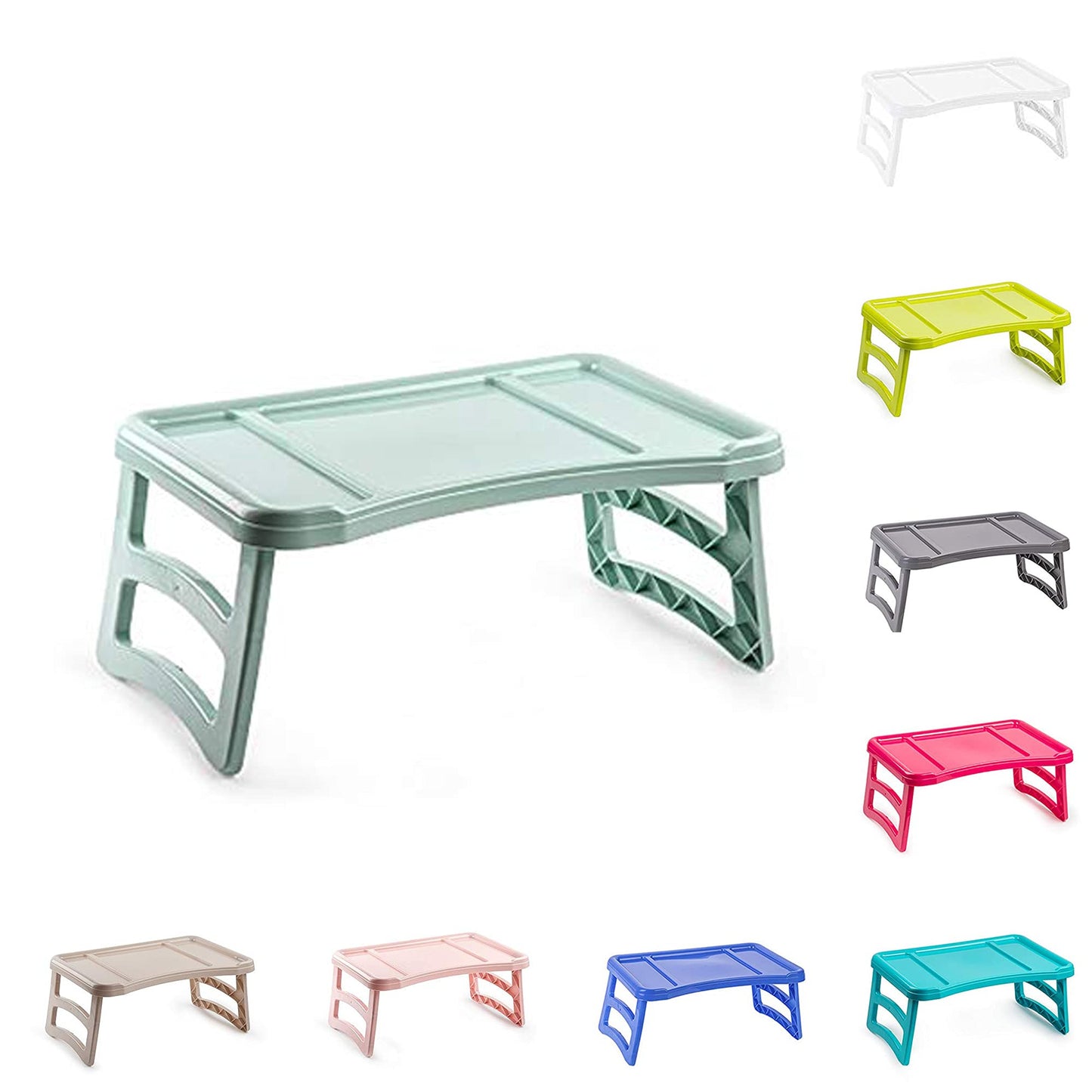 plastific Tray with Legs Folding Table for Breakfast or Lunch in Bed Holder for Phone, Tab, Eating, Writing, Reading, Working on Bed | 51 x 33 cm, One Size (Mint Green) Mint Green