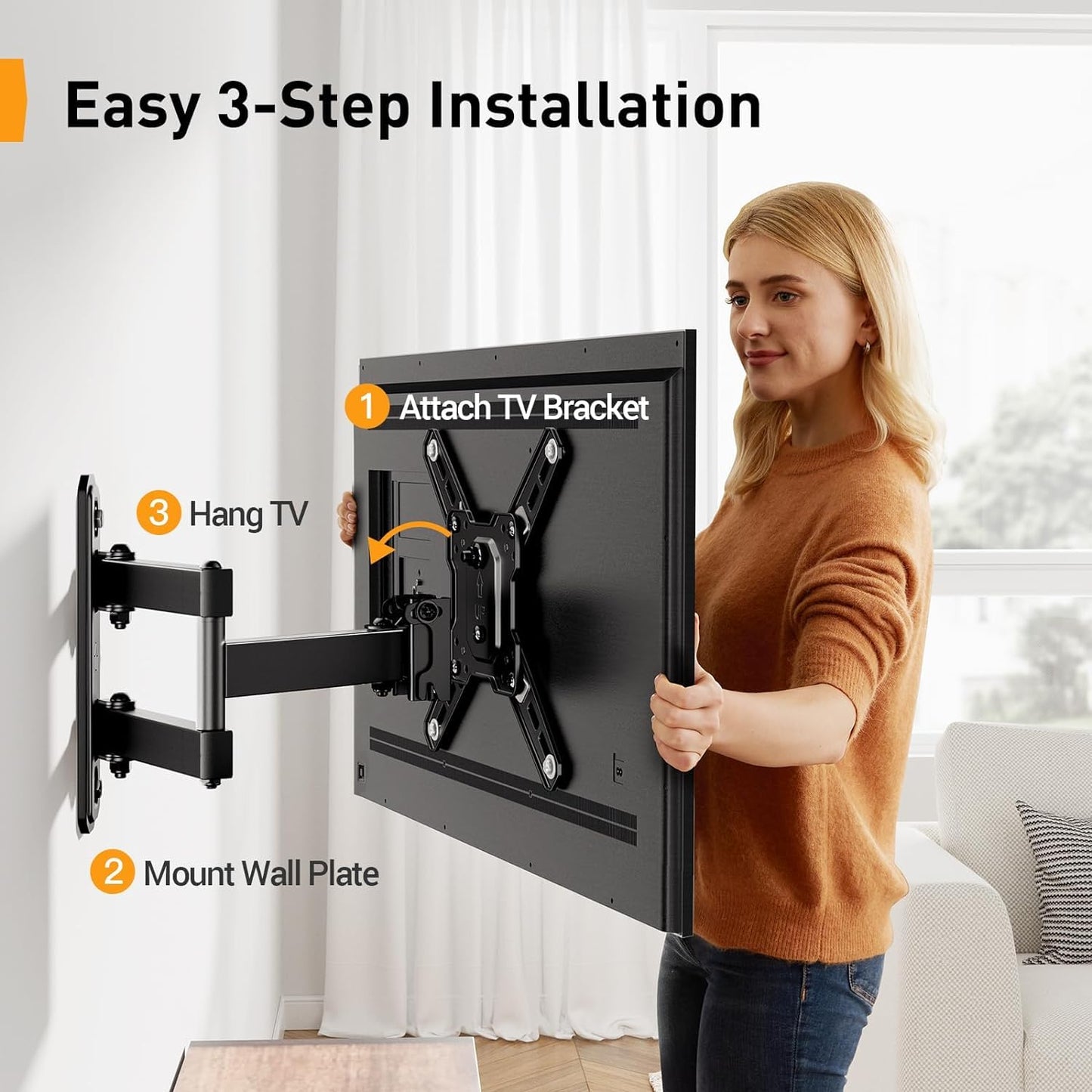 Perlegear TV Wall Bracket for Most 13-42 inch TVs up to 25kg, Full Motion TV Wall Mount Swivels/Tilts/Extends/Rotates/Max VESA 200x200mm