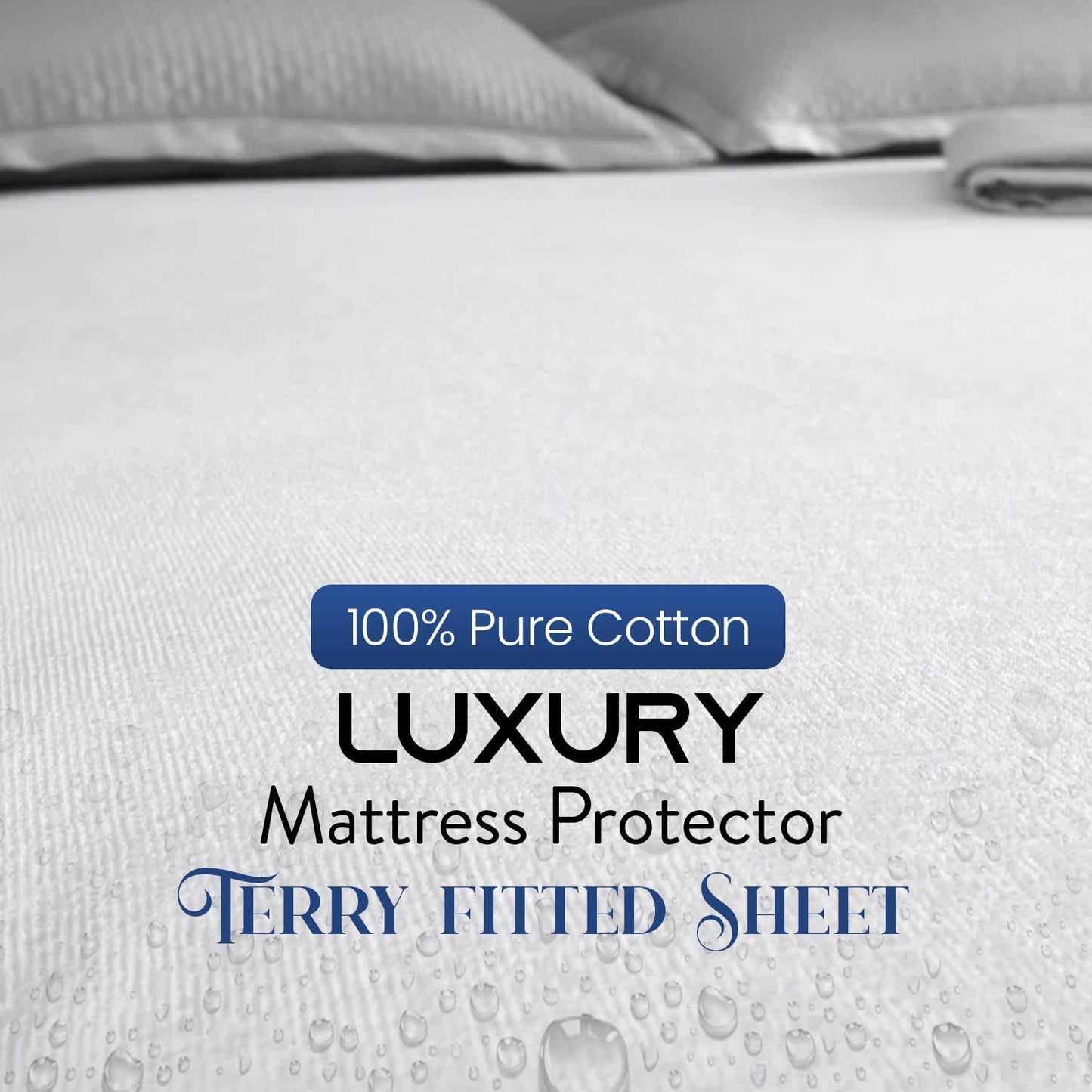 Sunshine Comforts Cotton Waterproof Mattress Protector Single- Ultra-Soft, Breathable Single Washable Waterproof Bed Sheet Non-Noisy & Super Absorbent Extra Deep Mattress Protector Waterproof Single Single (91 x 193+30)