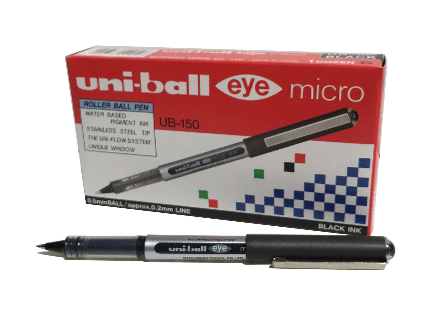 Uni-Ball UB-150 Eye Rollerball Pen Micro Black (Pack of 12) 162545000 12 Black