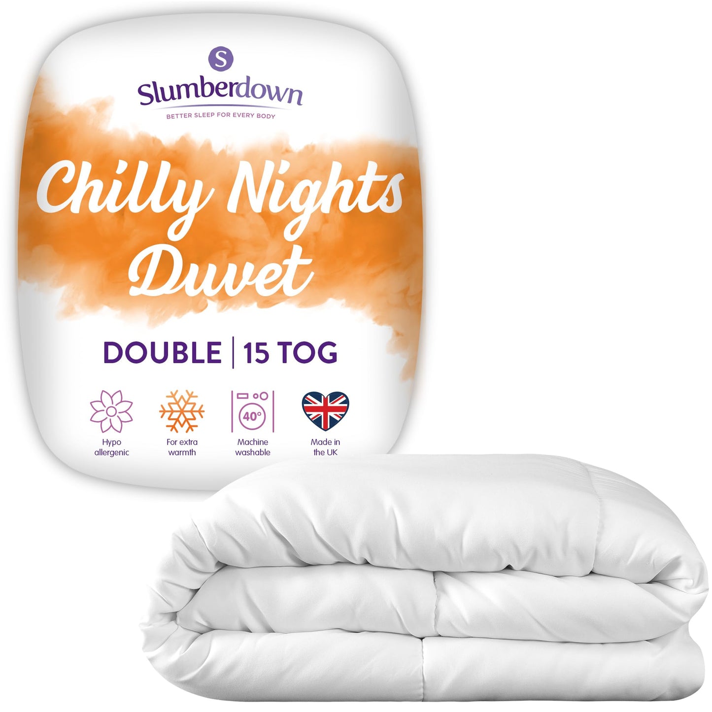 Slumberdown Chilly Nights Double Duvet - 15 Tog Extra Warm & Thick Heavyweight Quilt Ideal for Cold Winter - Cosy & Toasty, Soft Touch Cover, Hypoallergenic, Machine Washable (200cm x 200cm) Double Bed