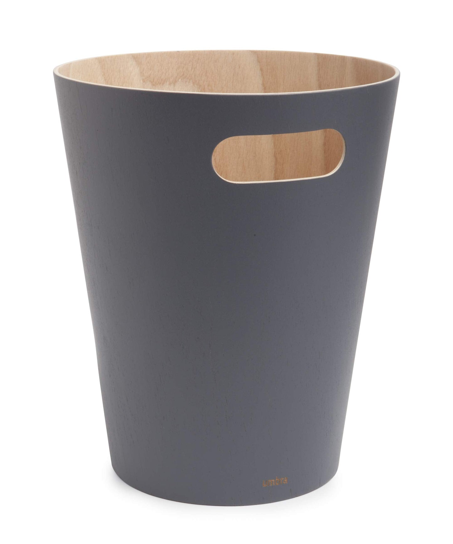 Umbra Woodrow 2 Gallon Modern Wooden Trash Can, Wastebasket, Garbage Can or Recycling Bin for Home or Office, Natural/Charcoal