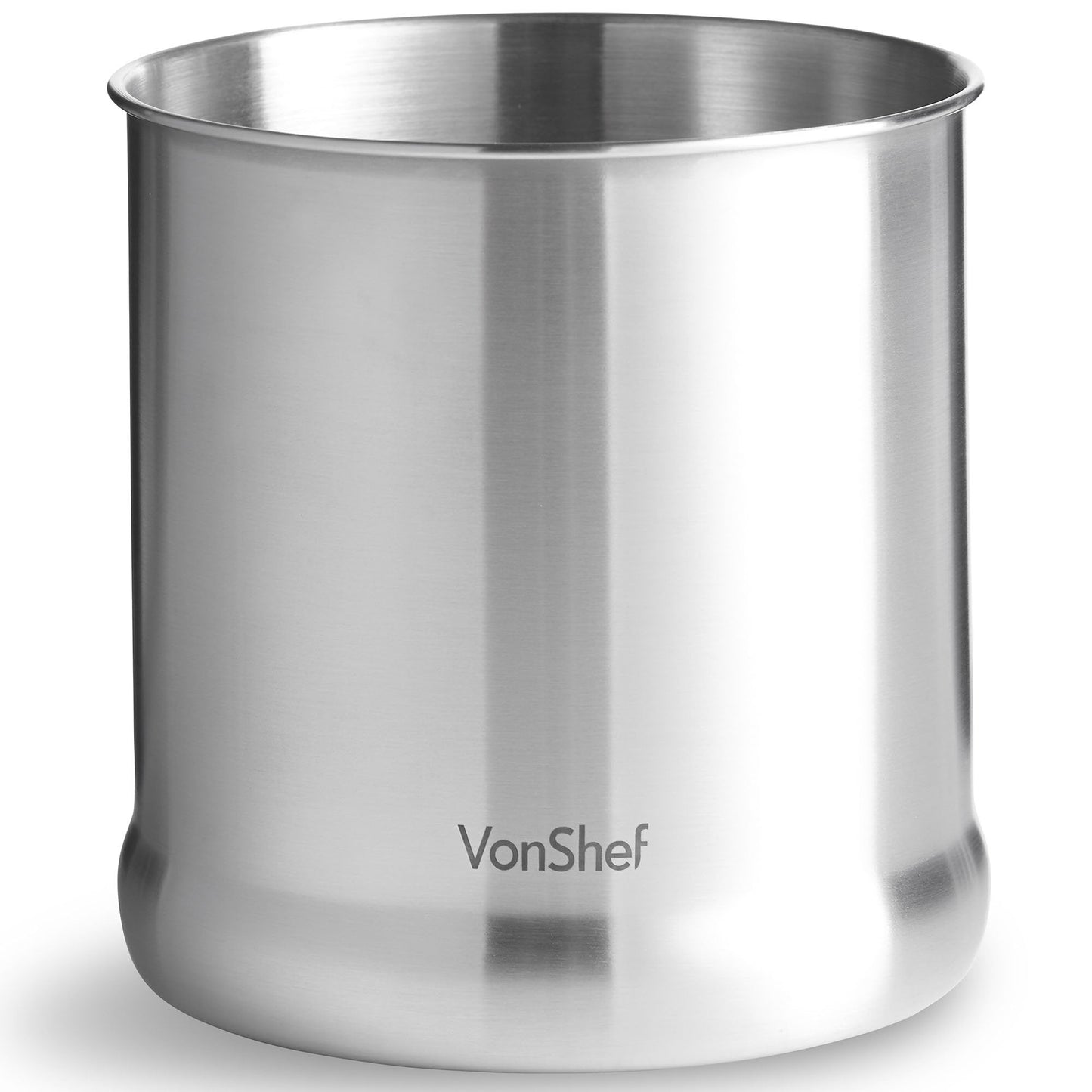 VonShef Utensil Holder, Stainless Steel Kitchen Organiser, 18cm Diameter Kitchen Storage Organiser with Satin Silver Finish, Compact Storage for Kitchen Accessories