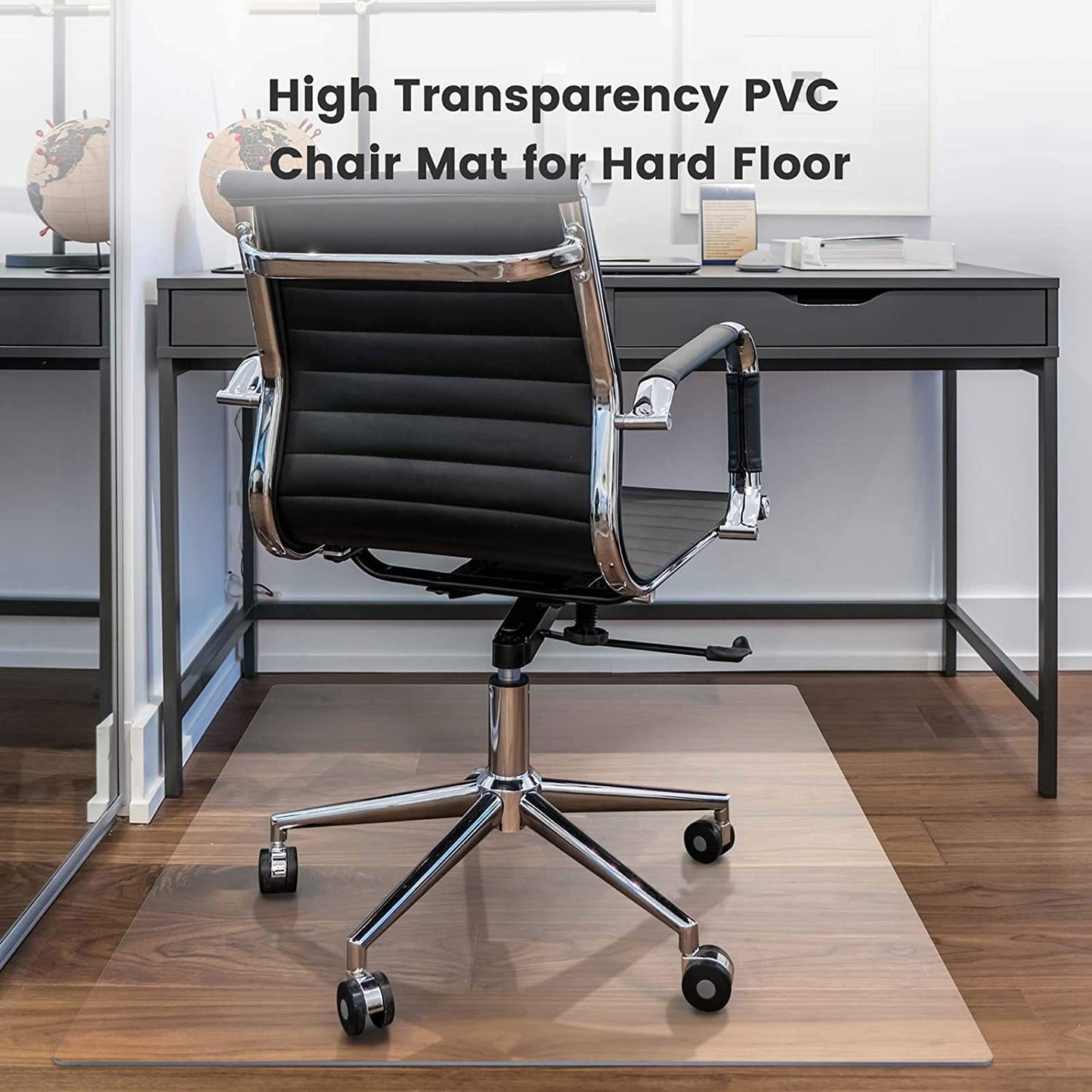 GIOVARA Clear Chair Mat for Hard Floors, 75x120cm (2.5'x4'), Rectangular, High Impact Strength, Non-Slip, Non-Recycling Material